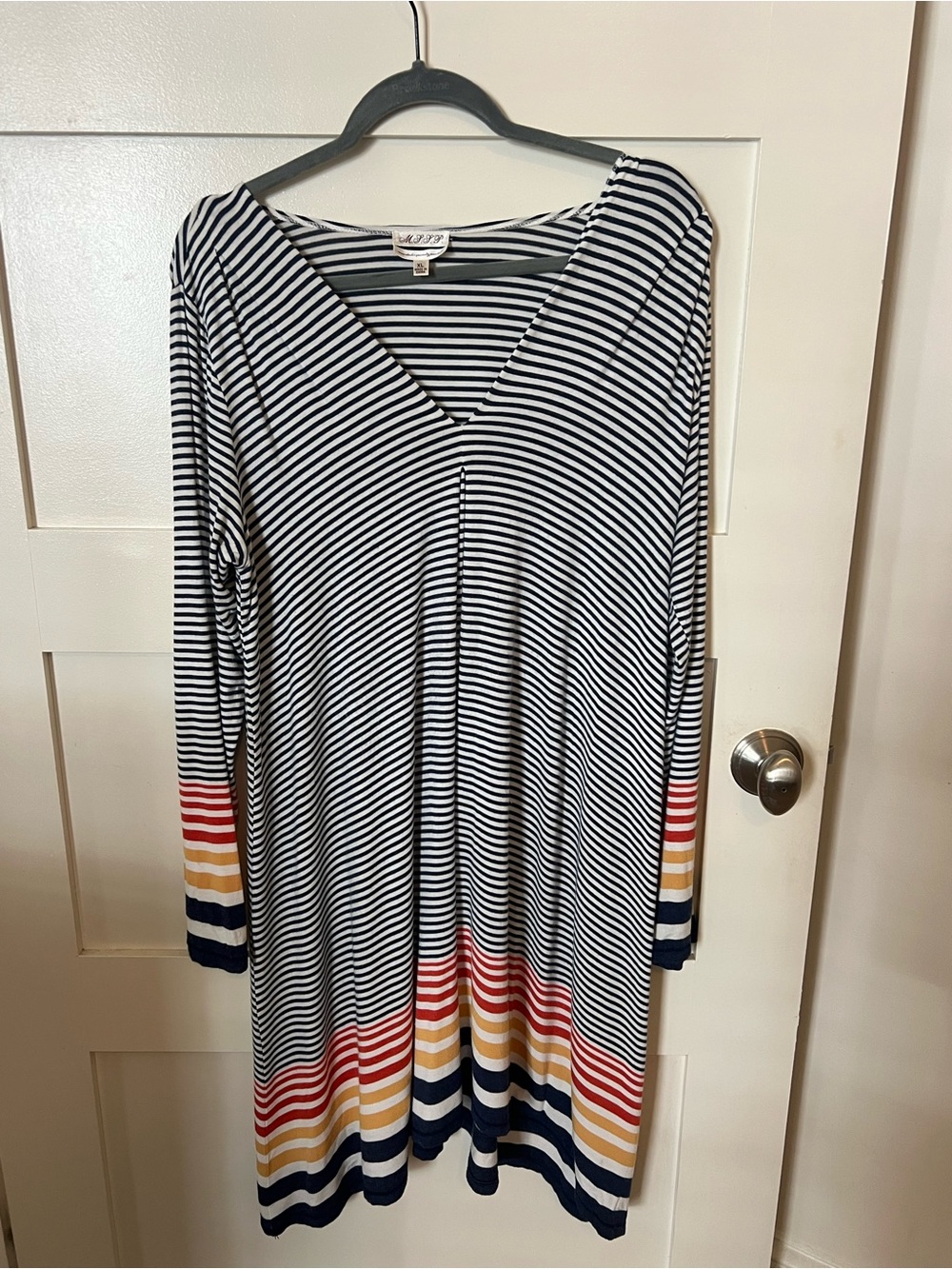 M.S.S.P.  Max Studio Speciality Products - Navy & White Striped Dress - XL